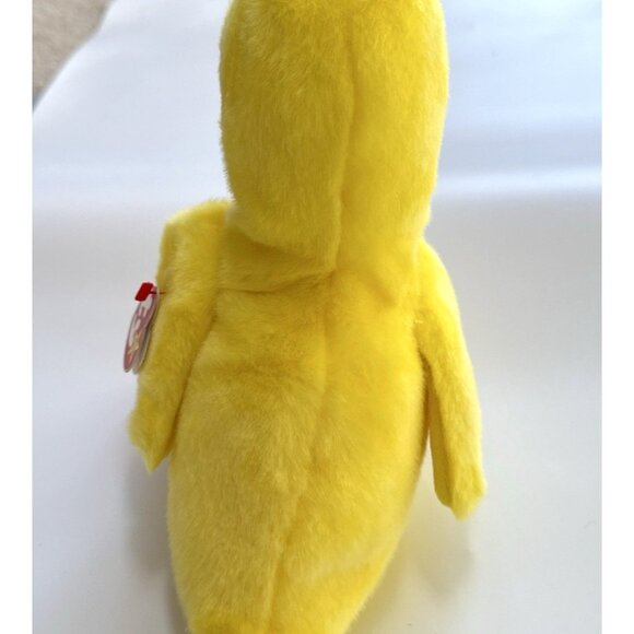 Quackers Duck Yellow Body Orange Beak Feet 1998 10" Vintage TY Beanie Buddy - Picture 3 of 11